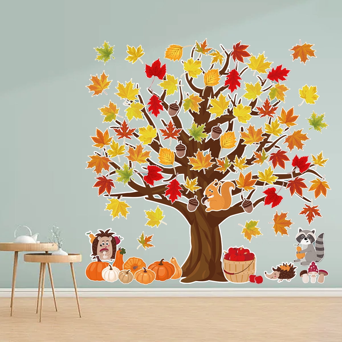 Whaline 77-Piece Fall Bulletin Board Decoration Kit | Watercolor Pumpkins, Maple Leaves, 'Happy Fall Y'all' Letters