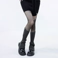 thumbnail image 6 of GZWYHT Crew Socks,Knee High Stockings Women's Gothic Punk Ribbed Knitted Leg Warmers Side Zip Up Solid Colour Boot Socks Student Knee High Foot Cover Dress Socks,Slouch Socks,Cute Socks Grey, 6 of 7