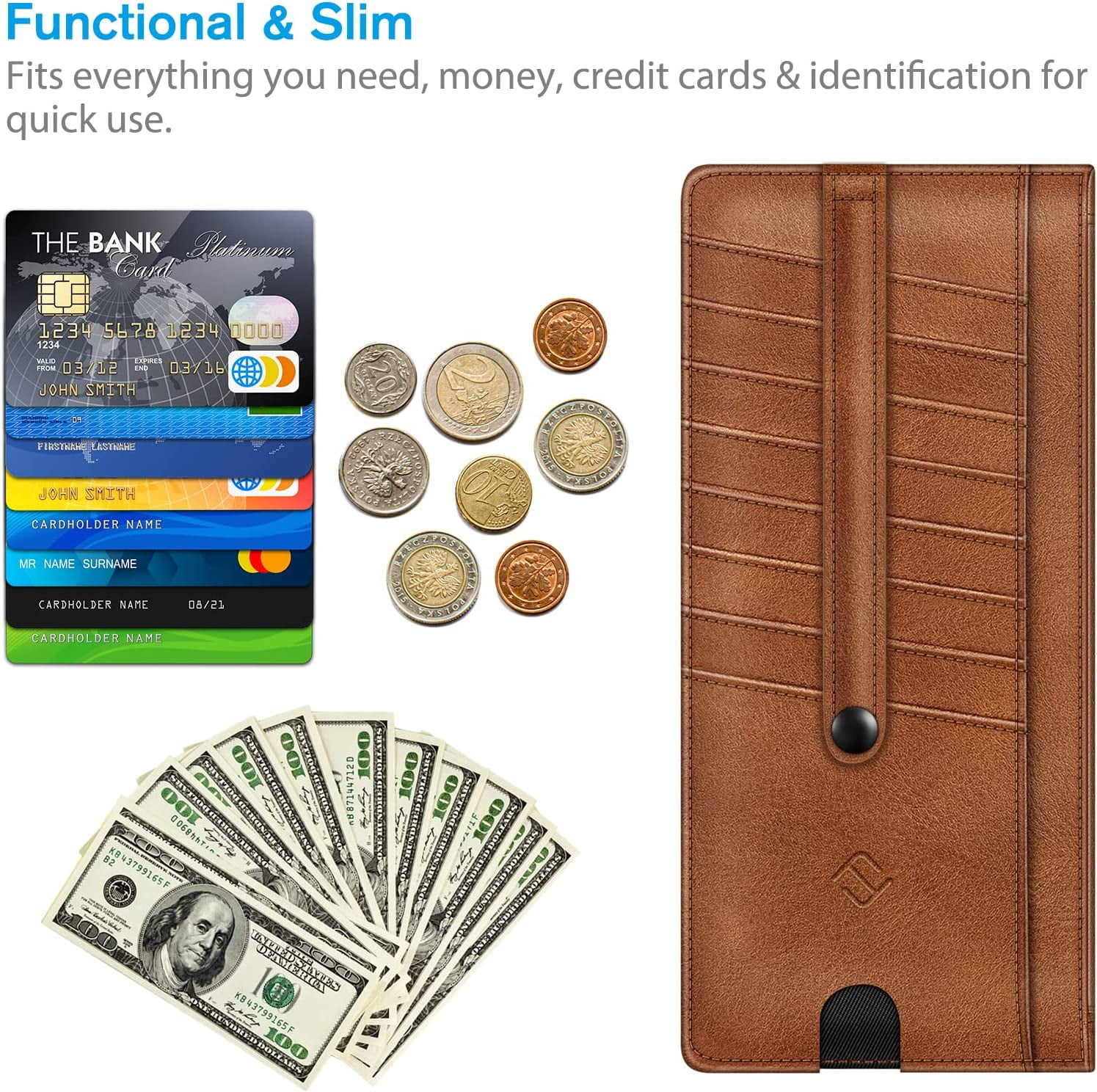 Fintie RFID Credit Card Holder Minimalist Card Cases & Money Organizers Front Pocket Wallet for Men & Women, Adult Unisex, Size: One size, Brown