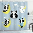 thumbnail image 1 of Panda Shower Curtain, Animal Sleeping on the Moon, Fabric Bathroom Set with Hooks, 69W X 70L Inches, Pale Purpleblue Charcoal Grey Pale Sky Blue Pastel Yellow, by Ambesonne, 1 of 2