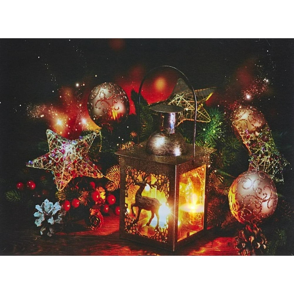 Battery Operated LED Lighted Reindeer Candle Lantern