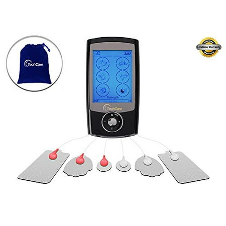 TechCare Pro TENS Unit 24 Modes Best Portable Massager Back Neck Stress Sciatic Pain, Handheld Full Body Palm Plus Digital Pulse Impulse Professional Micro Massager (The Best Thing For Back Pain)