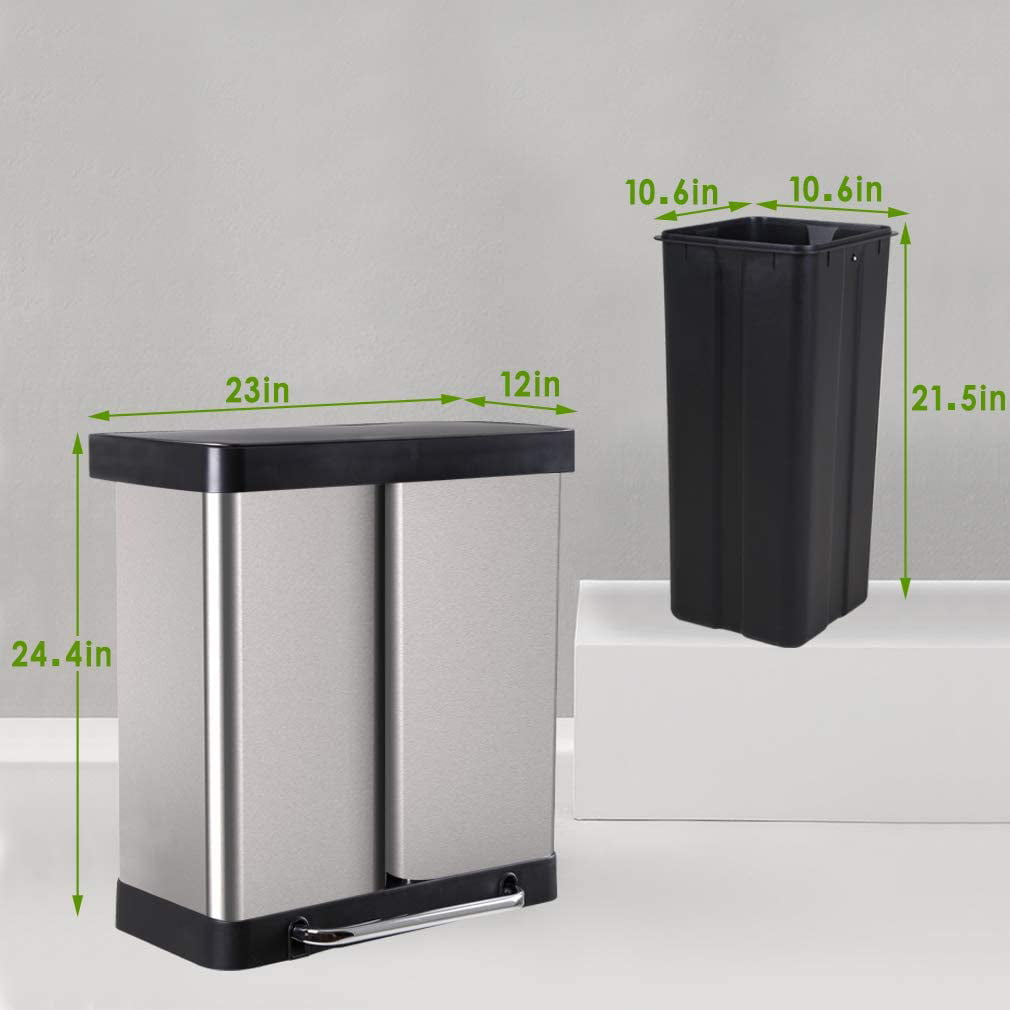 1pc 26L/6.86Gallons Trash Can, Multifunctional Waste Sorting Garbage Can,  Household Waste Bin With Lid, Living Room Kitchen Special Wet And Dry Separa