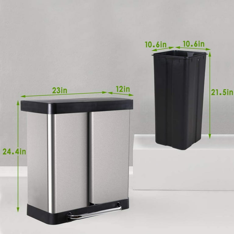 High Quality D-Shape Step On 1.6 Gallon Stainless Steel Kitchen and Bathroom  Trash Can Combo. - AliExpress