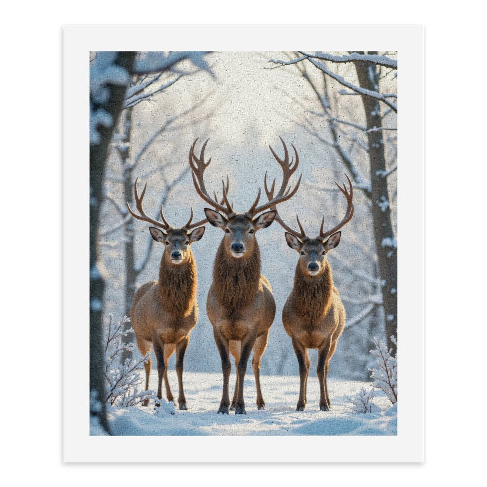 Paint by Numbers Kit for Adults, Deer Trio Snowy Forest Scene Paint by Numbers, Easy Paint by Numbers Kit for Adults Beginner, DIY Adult Paint by Number Kits on Canvas, Home Decor