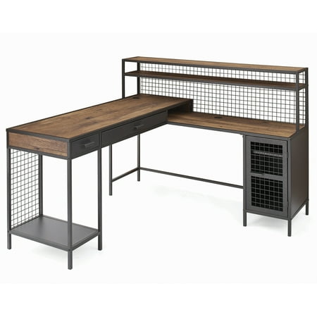Better Homes Gardens Lindon Place L Shaped Desk Vintage Oak Finish