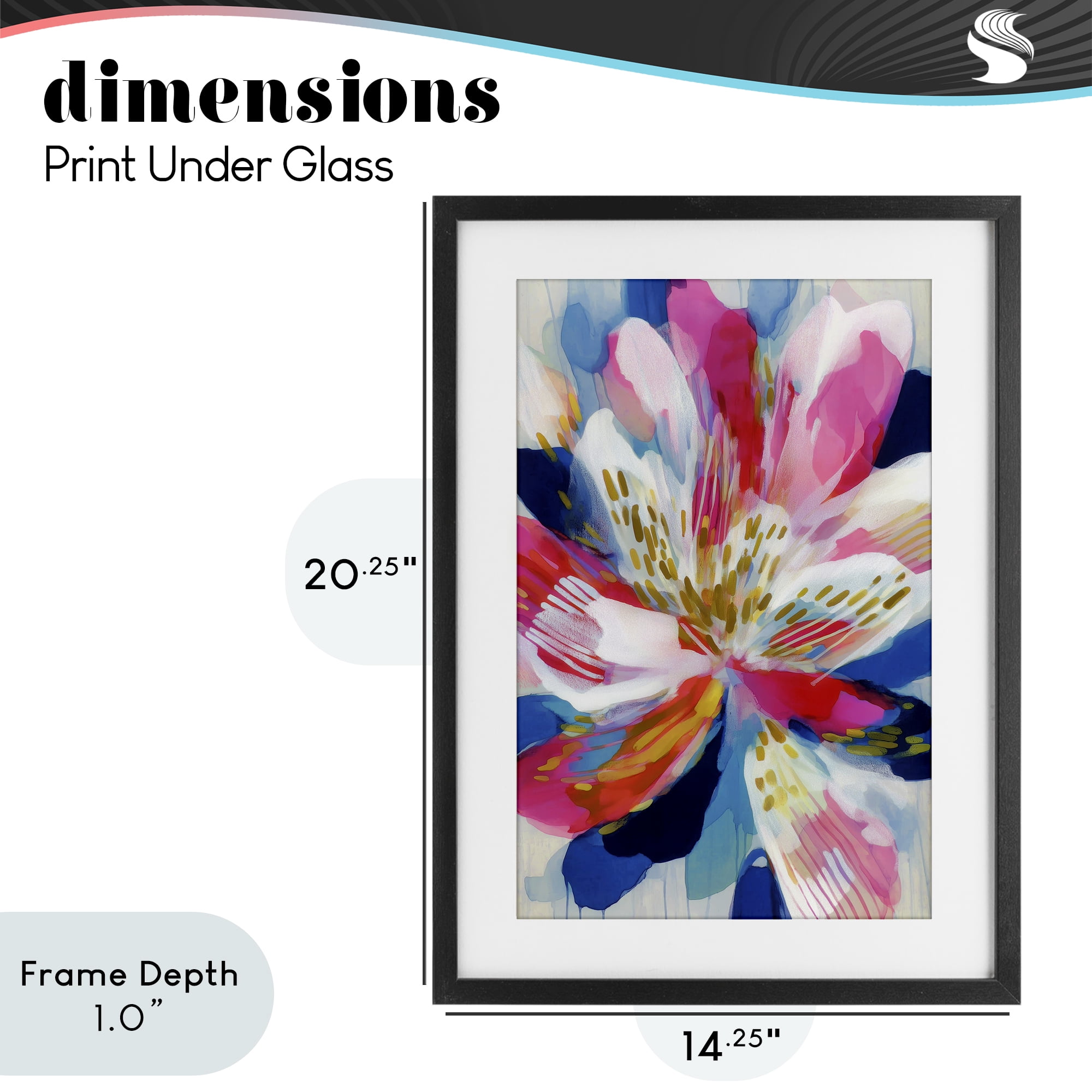Stupell Industries Lily In Pink & Blue Black Framed Print Under Glass, design by Chromatic Storm Studio