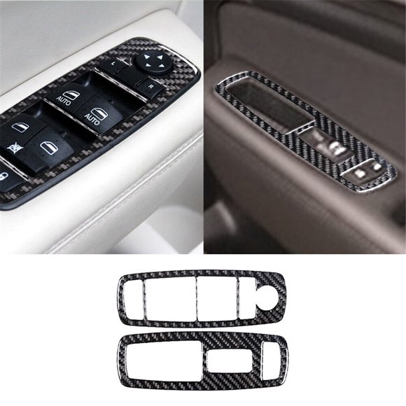2X Carbon Fiber Front Window Control Panel Cover Trim for Chrysler 200 2015-2017