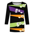 thumbnail image 4 of XIAONU Womens T Shirts Halloween Eyes Graphic Casual Multicolor Funny Tees Comfortable Loose Fit Three Quarter Sleeve Pullover Top, 4 of 4