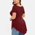 thumbnail image 4 of WEAIXIMIUNG Chemises de Maternité Automne Ample Grande Taille Femmes Dentelle Florale Unie Col Rond Asymétrique Trois Quarts Hauts Blouse, 4 of 4