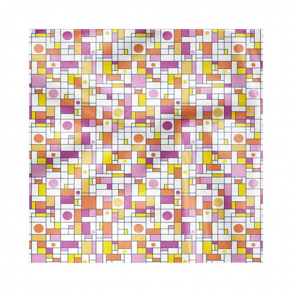 Geometric Decorative Satin Napkins Set of 4, Repeating Abstract Pattern with Mosaic Rectangles and Rounds Contemporary Art, Square Fabric Party & Dinner Napkin, 12", Multicolor, by Ambesonne