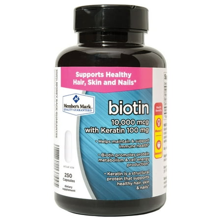 Member's Mark Biotin 10,000mcg avec kératine 100mg (250 ct.)