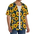 thumbnail image 4 of Xecao offers the Sunflowers for Men's Casual Short-sleeved Shirt, a button-up collared shirt with a pocket, perfect for beach vacations and yacht travel in the Medium size., 4 of 7