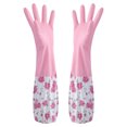 thumbnail image 3 of 1 Pair Dishwashing Gloves, Reusable Household Gloves, Kitchen Gloves, Long Sleeve, Thick, Cleaning, Washing, Antiskid Household Dish Washing Cleaning Gloves Flower Rubber Velvet Clearance, 3 of 6