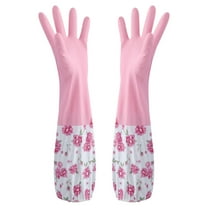 XMMSWDLA Dishwashing Rubber Gloves Long Cuff and Flock Lining Household Cleaning Gloves Reusable Cleaning Waterproof Kitchen Gloves for Cleaning Washing Working