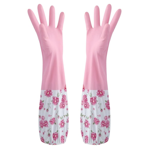 Yatlte Dishwashing Cleaning Gloves, Household Kitchen Dishwashing Gloves, Dish Gloves with Flocked Liner, Long cuff, Non-Slip Cleaning Gloves, Latex Free
