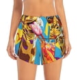 thumbnail image 4 of Lsque Colorful Giraffes with Drinks Printed Women's Running Shorts with Liner Pockets,Elastic Quick Dry Workout Athletic Gym Yoga Shorts,Womens High Waist Shorts-Medium, 4 of 9