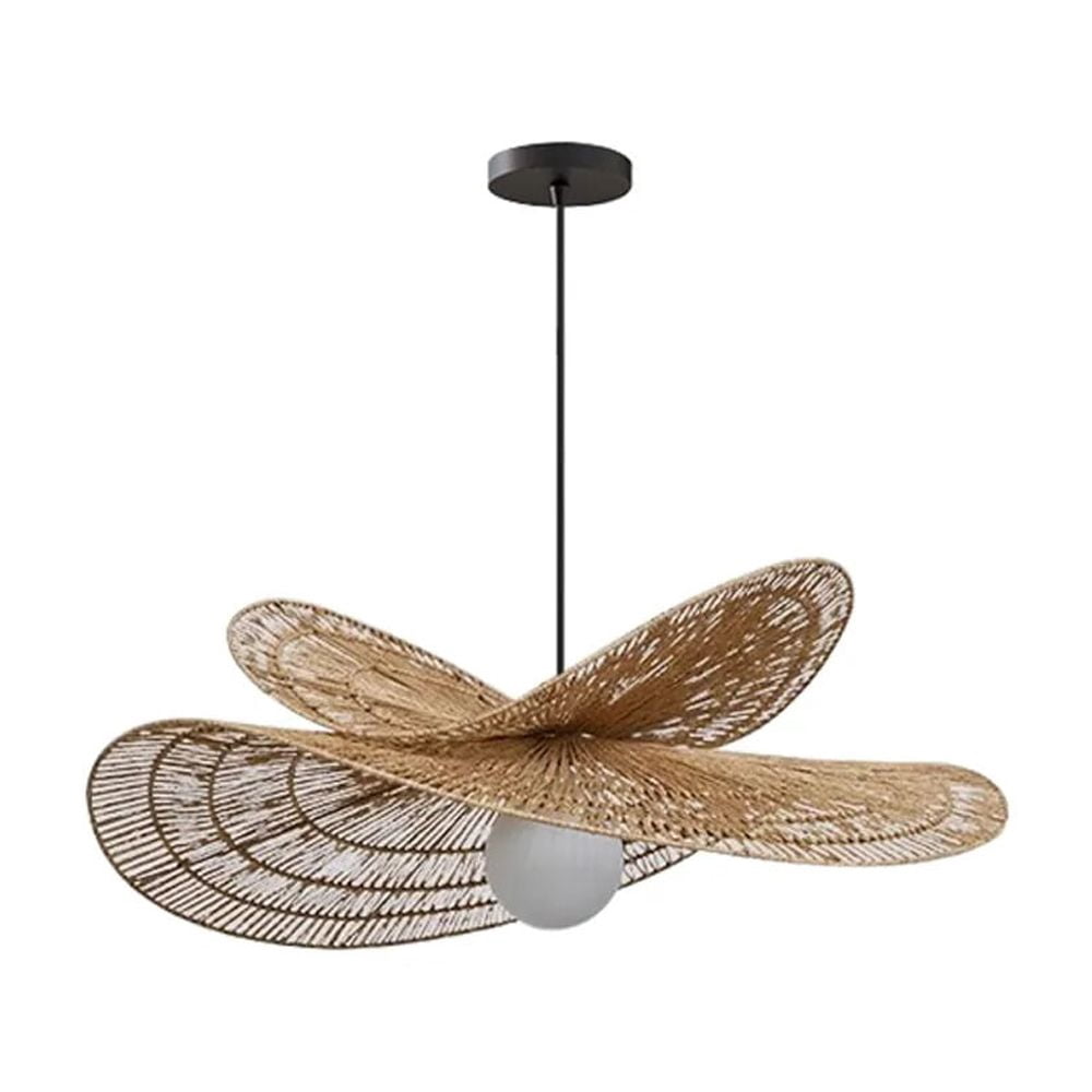 UEEYAC Handwoven Wabi-sabi Rattan Pendant Light Retro B&B Bedroom Living Room Creative Restaurant Chandelier
