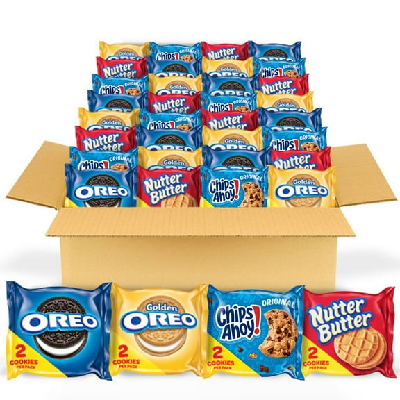 OREO Original, OREO Golden, CHIPS AHOY! & Nutter Butter Cookie Variety Pack, 56 ct Snack Packs