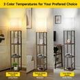 thumbnail image 3 of OUTON  Floor Lamp with Shelves, 3 Color Temperature with Linenshade, Dimmable with Remote & Pull Chain Switch Control for Living Room, Bedroom, Walnut, 3 of 11