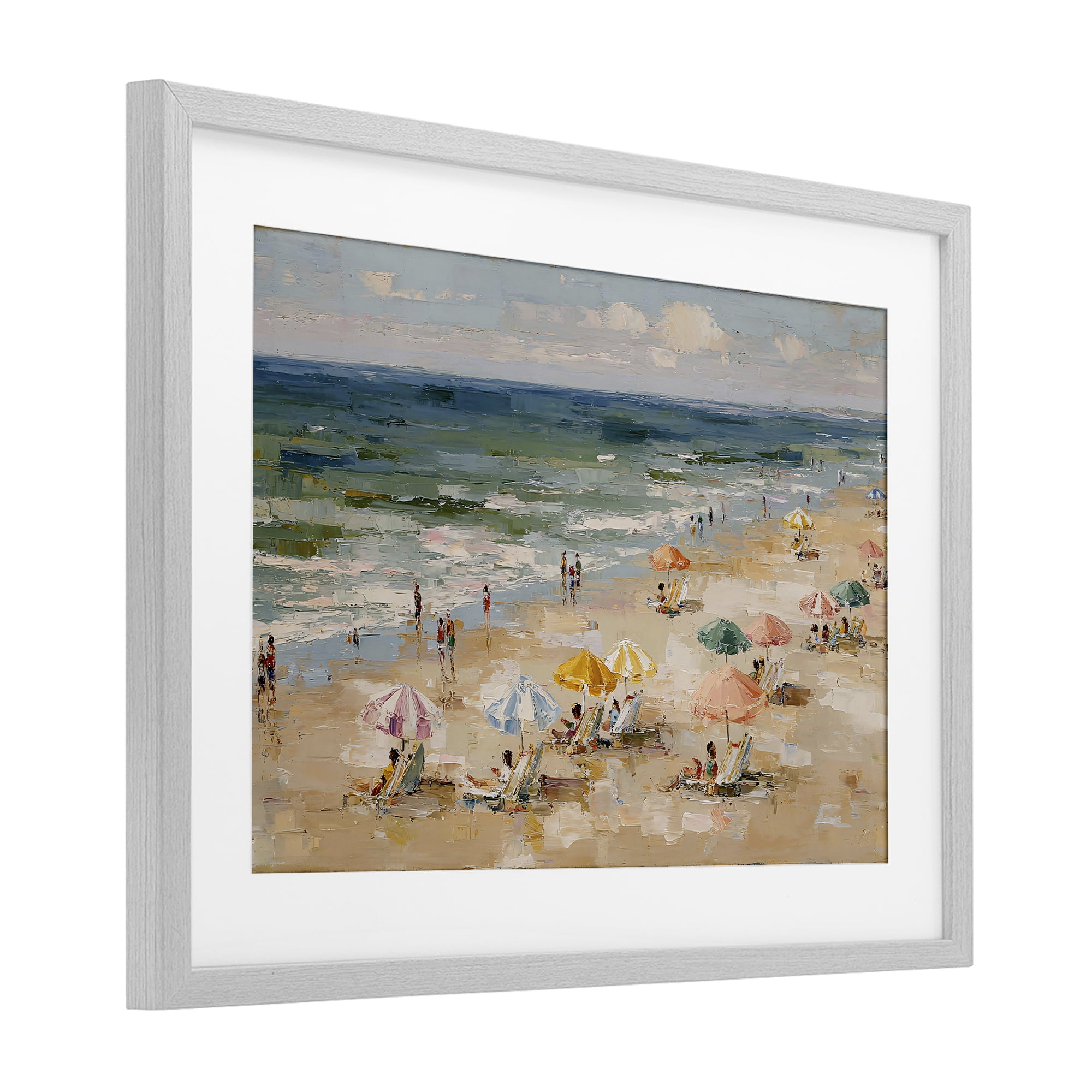 Stupell Industries Impressionist Summer Beach Day Gray Framed Print Under Glass, design by Jacky Ngan