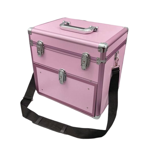 Estuche de tren de maquillaje multifunción Bolsa de herramientas de peluquería Maleta de manicura de 48 ranuras rosa con correa Yuyangstore estuche de maquillaje