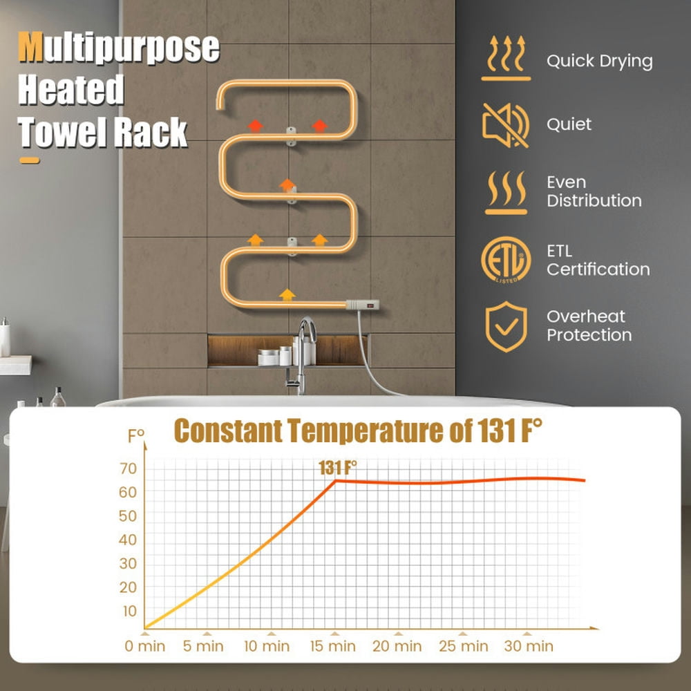 Finihen Electric Towel Warmer Drying Rack, Towel Rack, 100W Electric Towel Warmer Drying Rack, for Bathroom, laundry Room, White