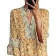 thumbnail image 3 of FASHIONWT Women Plus Size Print 3/4 Sleeve V-Neck Butterfly Sleeve Knee Length Dress, 3 of 4