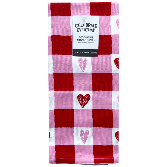 Heart Plaid Decorative Kitchen Towel