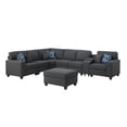 thumbnail image 2 of Pemberly Row 8-Piece Fabric Upholstered Sectional w/ Console & Ottoman-Dark Gray, 2 of 12