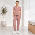 thumbnail image 6 of Stralyhd Scrub for Women Set Stretch Scrub V-Neck Top & Drawstring Jogger Pants Scrub Suit Medical Uniform Pink M, 6 of 6