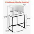 thumbnail image 5 of KFFKFF Set of 3 Counter Height Bar Stools, 25-inch Chairs with Backrest, Armrests, Metal Frame, and Footrest, Upholstered Fabric Seating for Kitchen or Dining Room, White, 5 of 9