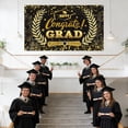 thumbnail image 5 of Class of 2026 Graduation Backdrop 6x3.6ft Black Gold Congrats Grad Banner for Photography Graduation Ceremony Party Decorations with Balloons Cake Table Banner Photo Booth Props, 5 of 6