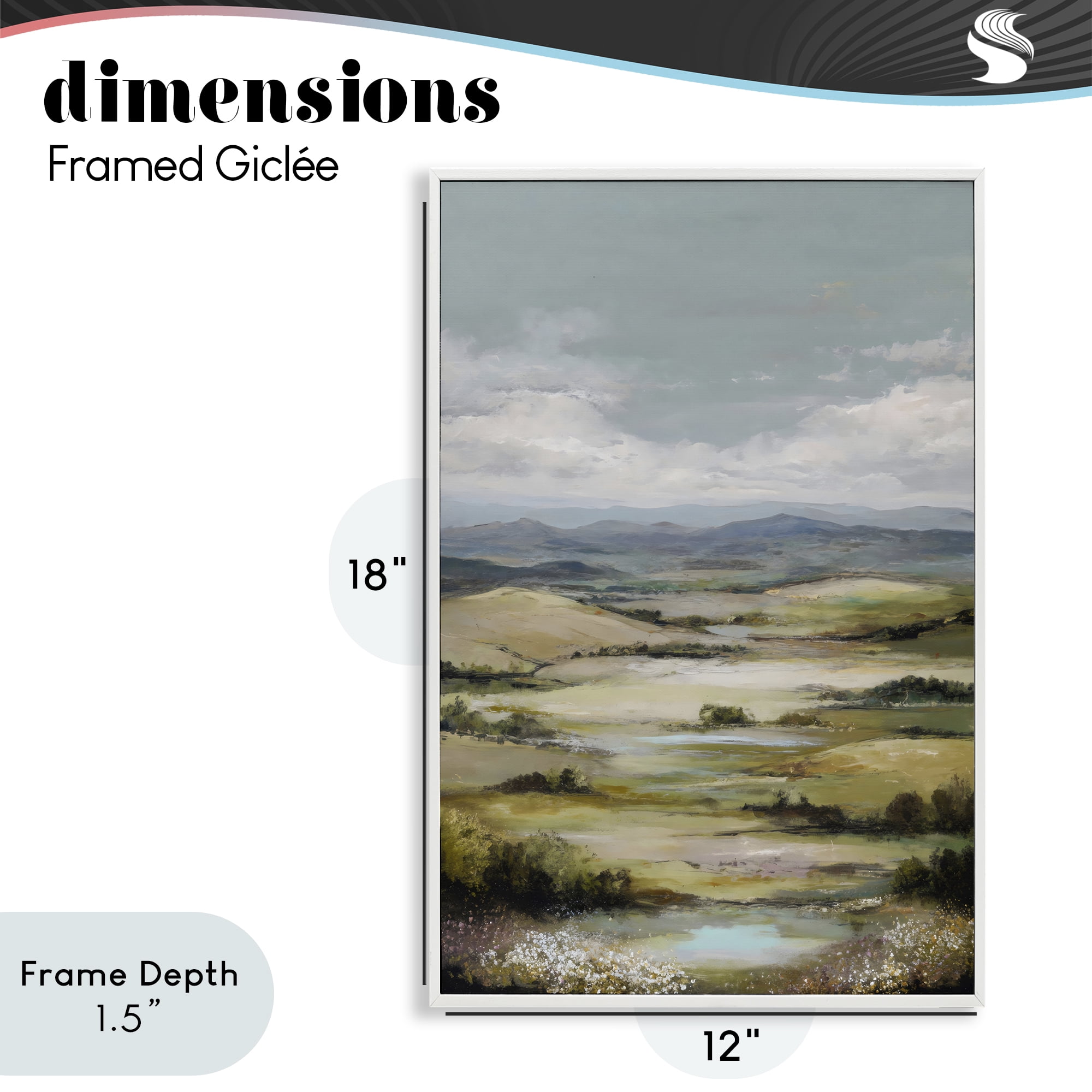 Stupell Industries Rolling Mountain Meadows White Framed Giclee Art, design by Petal Prints Design