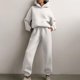 thumbnail image 2 of Mujeres Casual Color sólido Dos piezas Pantalones largos Sudadera con capucha Conjuntos de sudaderas de manga larga Pompotops  qwe23373, 2 of 8