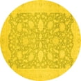 thumbnail image 1 of Ahgly Company Machine Washable Indoor Round Oriental Yellow Traditional Area Rugs, 4' Round, 1 of 4