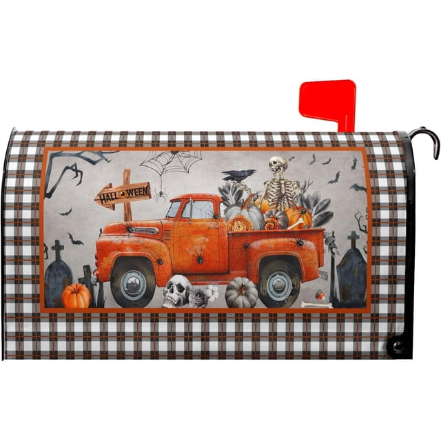 Halloween Fall Mailbox Cover Magnetic Large Size 25x21 Inch Halloween Mailbox Cover Holiday Fall Mailbox Covers Magnetic Halloween Mailbox Decorations Mailbox Wraps Post Letter Box Cover for Outside