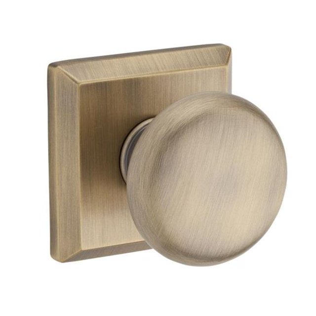 Baldwin HD.ROU.TSR.049 Half Dummy Round Knob & Traditional Square Rose, Matte Brass & Black