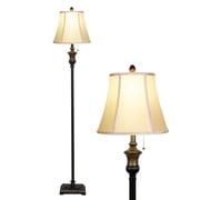 Brightech Sophia 63 in. Bronze LED Floor Lamp with Bell Shape Fabric Shade