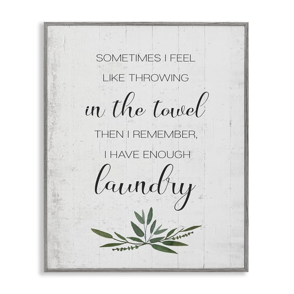 Stupell Industries Shabby Chic Don't Throw In the Towel Gray Framed Giclee Art, 16 x 20, by Lil' Rue