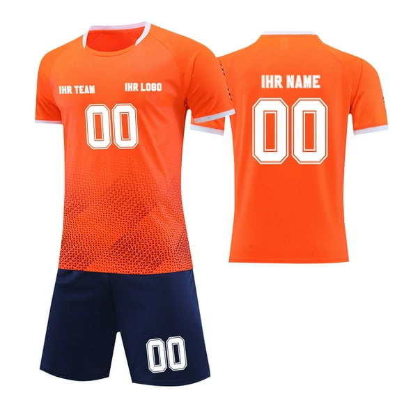 Custom Football Kit Set for Adult and Child, Name Number Team Logo DIY Family Match Personalized Jersey Shirt Shorts Set, Dad and Son Matching Outfits Orange XXXXS