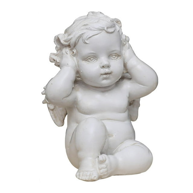 Estatua de querubín nórdico con forma de ala, adorno de resina conmemorativo para estante o mesa No escuches