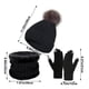 thumbnail image 3 of Conjunto de 3 gorros, bufandas y guantes de invierno para mujer, gorro de cuello largo, bufanda tejida, guantes para pantalla táctil, regalo de Navidad, bufanda acrílica., 3 of 6
