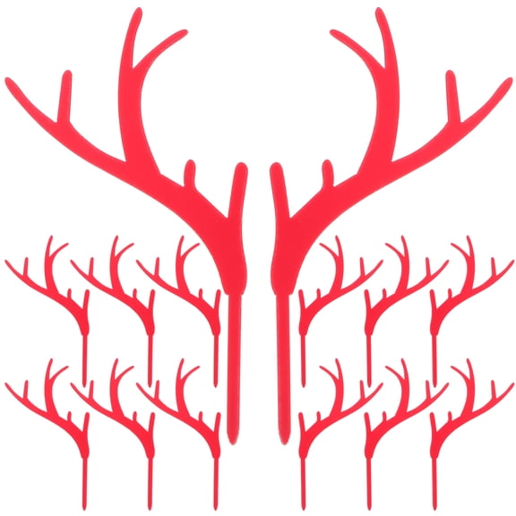 HEMOTON Red Acrylic Antler Cake Picks for Decoration Create Beautiful Memories with Friends and Family 20pcs