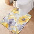 thumbnail image 6 of 2 Piece Soft Bathroom Rug Set Watercolor Yellow Flowers Bath Mat and U-Shaped Toilet Contour Rug (16"x24"+20"x24"), 6 of 7