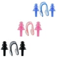 thumbnail image 2 of IPOW Soft and Comfortable Silicone Swimming Nose Clip + Ear Plugs Set for Adult Youth 3 Pairs,Pink,Blue and Black, 2 of 7