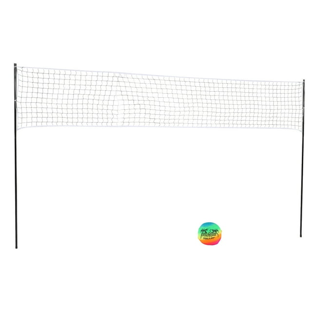 Portable Volleyball Set, Non Shake Professional Outdoor Portable Volleyball Net Set System Foldable Strong Guide Ropes for Beach