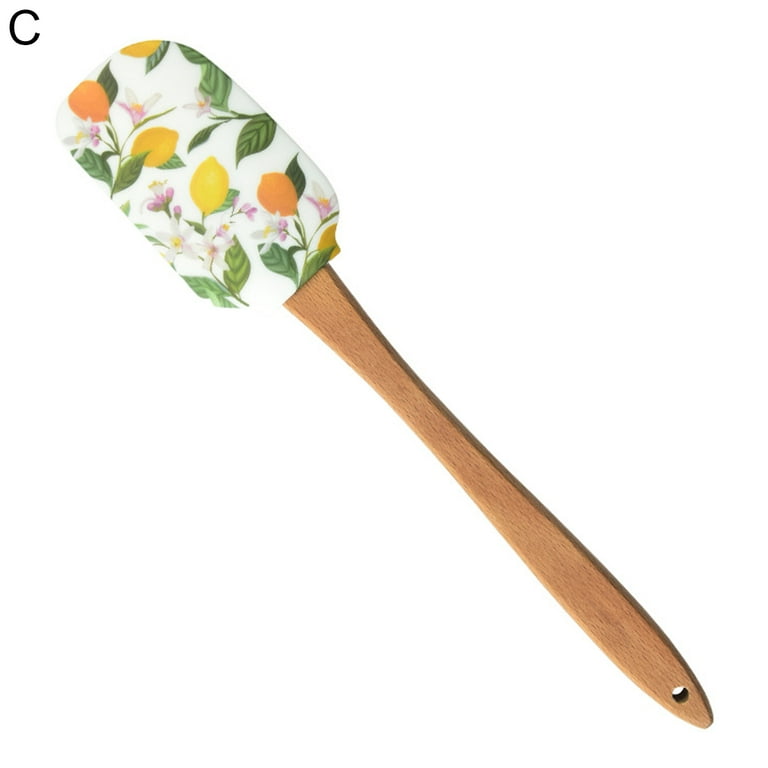 Dream LifestyleSilicone Spatula for Cooking, Heat Resistant Floral Pattern Silicone  Spatulas with Wood Handle, Nonstick Scraper for Baking Mixing 