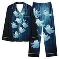 thumbnail image 2 of VBTAPA Halloween Pajamas for Women Set Long Sleeve Button Down Sleepwear 2 Piece Nightwear Holiday Pjs Sets Navy L, 2 of 7