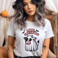 thumbnail image 2 of Moo I Mean Boo Halloween Cow Shirt | Funny Ghost Costume Graphic Tee , Navy, Size S, 2 of 6
